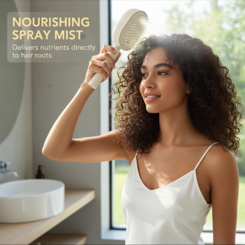 🔥ProGlide™🇬🇧 Scalp Massager Comb 💆‍♀️ – Self-Cleaning 🧼, Tangle-Free ✂️ & Frizz-Control Hair Brush with Soothing Mist Spray 💨✨ | Perfect for Dry, Brittle Hair 💧🌟
