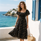 🌈2026 Summer Hot Sale 50% OFF!✨Square Neck Floral Midi Dress – Smocked Bodice, Flowy Tiered Skirt, Romantic 🌸