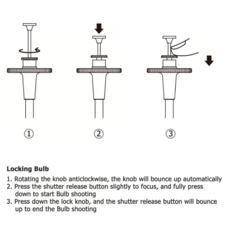 Mechanical Shutter Release Cable with Bulb-Lock