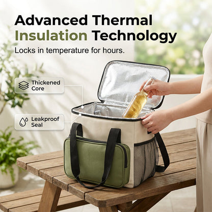 Large Capacity Insulated Cooler Bag for Picnics & Outdoors