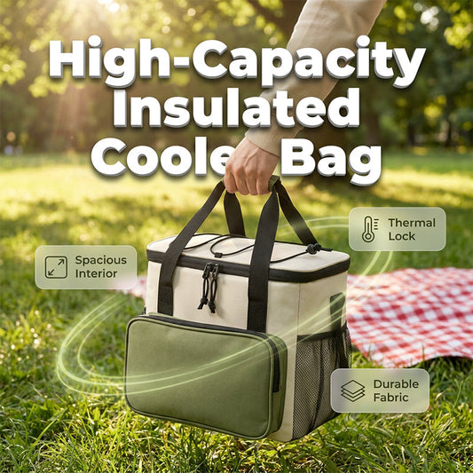 Large Capacity Insulated Cooler Bag for Picnics & Outdoors