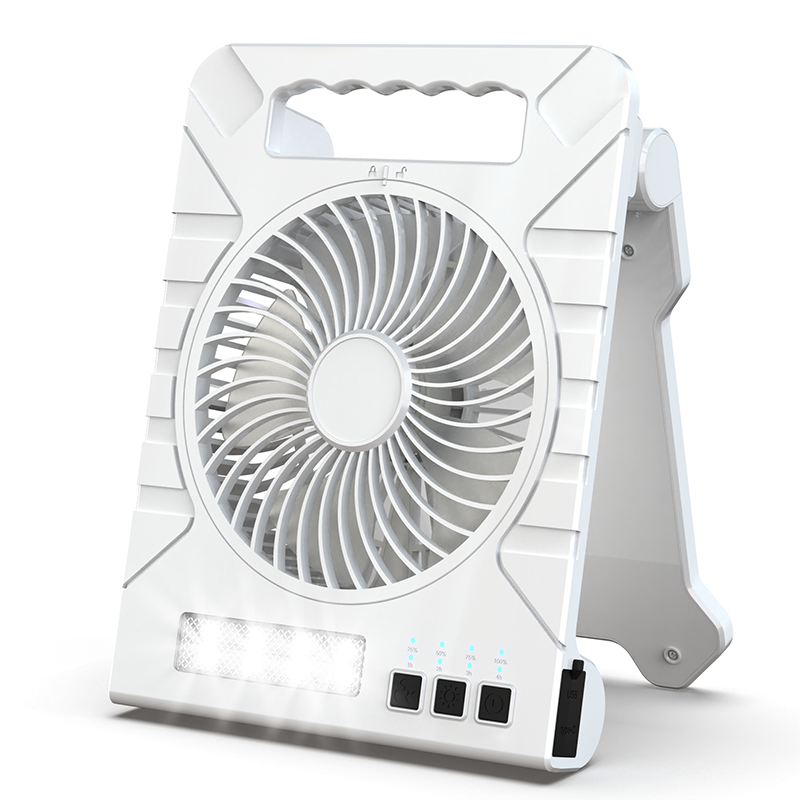 Dual-Power Outdoor Fan with Solar Panel and Light