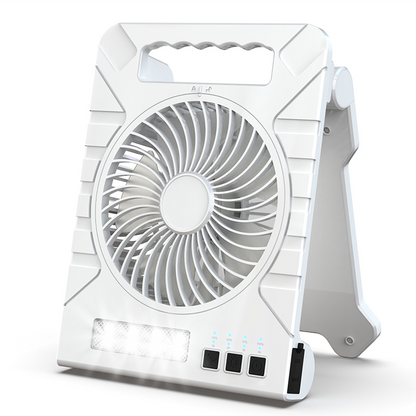 Dual-Power Outdoor Fan with Solar Panel and Light