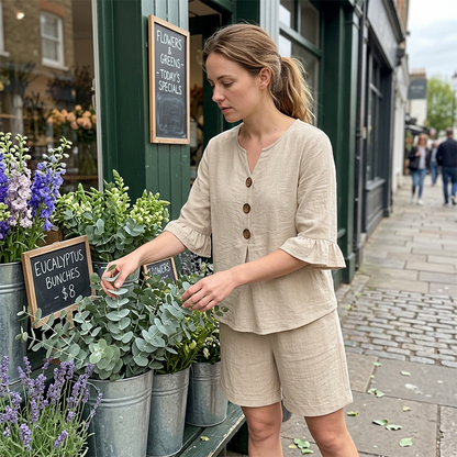 ♥Only 1 Day Left Of This Offer🔔Women's Casual Cotton Two-Piece Outfit