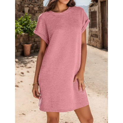 😍Limited-time offer | Only available for 3 days🙌Women's Relaxed Roll Sleeve Pocket Dress