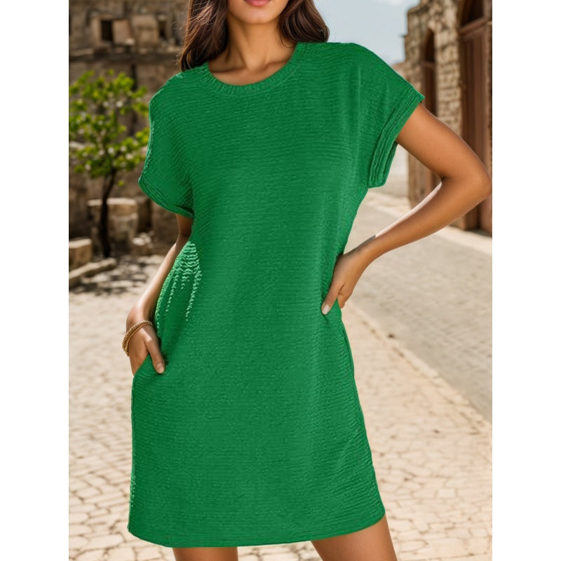 😍Limited-time offer | Only available for 3 days🙌Women's Relaxed Roll Sleeve Pocket Dress