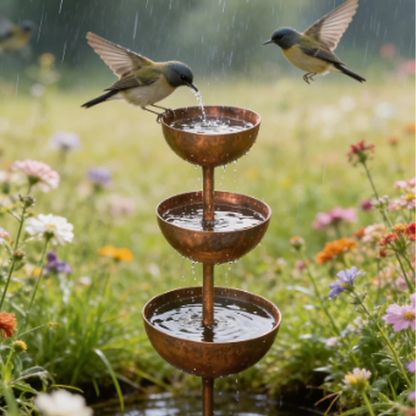 3-Tier Rustic Metal Bird Feeder & Drinker Stake