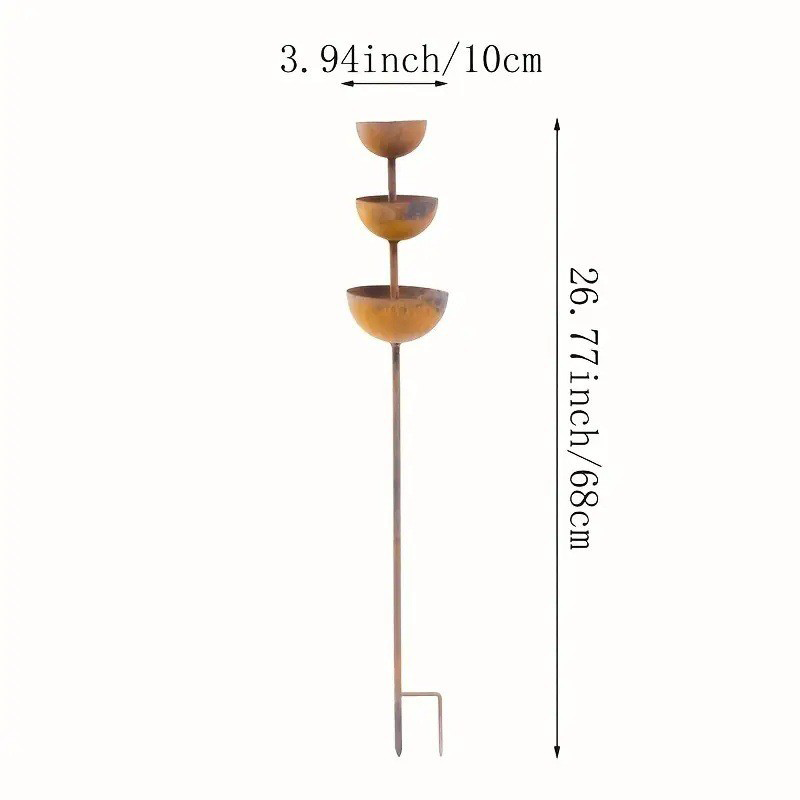 3-Tier Rustic Metal Bird Feeder & Drinker Stake