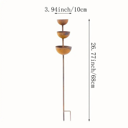 3-Tier Rustic Metal Bird Feeder & Drinker Stake