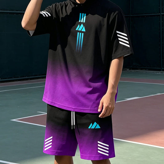 👕 50% OFF NOW! ☀️ Men's Summer T-Shirt & Shorts Set – Gradient design, breathable & lightweight – Perfect for hot days & casual outings 🩳