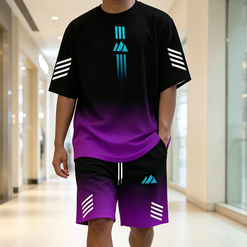 👕 50% OFF NOW! ☀️ Men's Summer T-Shirt & Shorts Set – Gradient design, breathable & lightweight – Perfect for hot days & casual outings 🩳