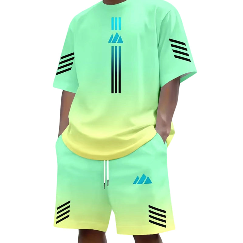 👕 50% OFF NOW! ☀️ Men's Summer T-Shirt & Shorts Set – Gradient design, breathable & lightweight – Perfect for hot days & casual outings 🩳