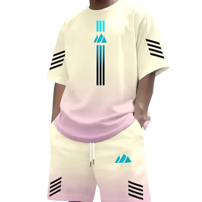 👕 50% OFF NOW! ☀️ Men's Summer T-Shirt & Shorts Set – Gradient design, breathable & lightweight – Perfect for hot days & casual outings 🩳