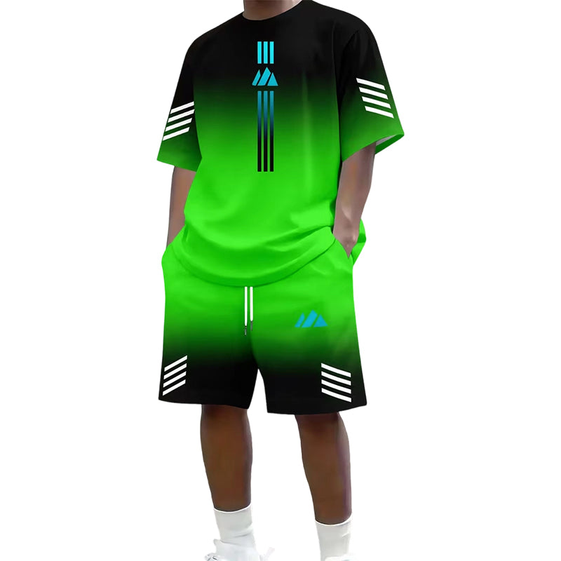 👕 50% OFF NOW! ☀️ Men's Summer T-Shirt & Shorts Set – Gradient design, breathable & lightweight – Perfect for hot days & casual outings 🩳