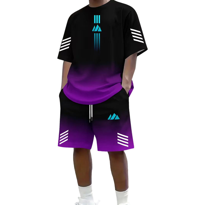 👕 50% OFF NOW! ☀️ Men's Summer T-Shirt & Shorts Set – Gradient design, breathable & lightweight – Perfect for hot days & casual outings 🩳
