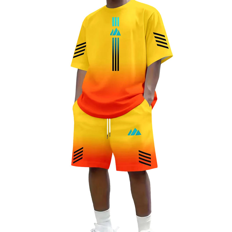 👕 50% OFF NOW! ☀️ Men's Summer T-Shirt & Shorts Set – Gradient design, breathable & lightweight – Perfect for hot days & casual outings 🩳