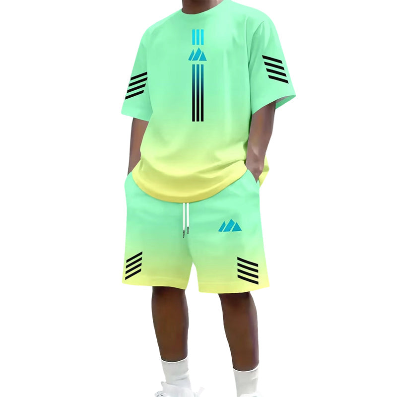 👕 50% OFF NOW! ☀️ Men's Summer T-Shirt & Shorts Set – Gradient design, breathable & lightweight – Perfect for hot days & casual outings 🩳
