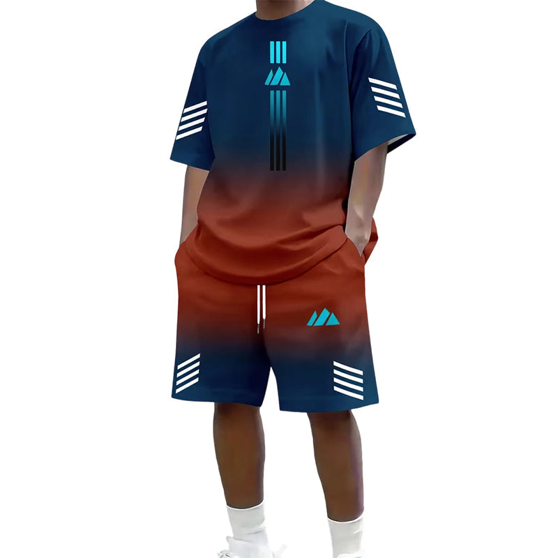 👕 50% OFF NOW! ☀️ Men's Summer T-Shirt & Shorts Set – Gradient design, breathable & lightweight – Perfect for hot days & casual outings 🩳