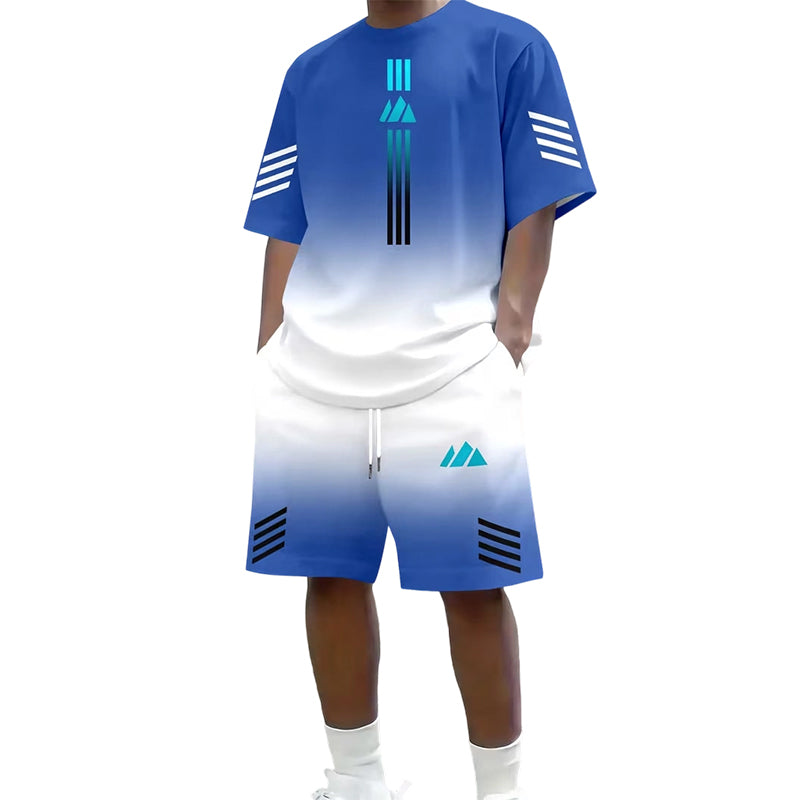 👕 50% OFF NOW! ☀️ Men's Summer T-Shirt & Shorts Set – Gradient design, breathable & lightweight – Perfect for hot days & casual outings 🩳