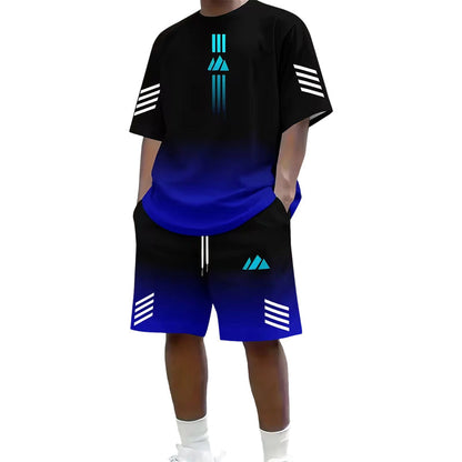 👕 50% OFF NOW! ☀️ Men's Summer T-Shirt & Shorts Set – Gradient design, breathable & lightweight – Perfect for hot days & casual outings 🩳