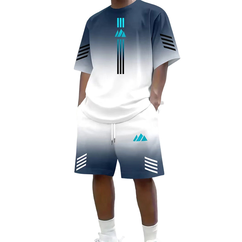 👕 50% OFF NOW! ☀️ Men's Summer T-Shirt & Shorts Set – Gradient design, breathable & lightweight – Perfect for hot days & casual outings 🩳