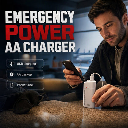 💥 BUY 2 GET 1 FREE +  50% OFF!🥳Portable Emergency Phone Charger AA Battery Powered Power Bank with LED Flashlight