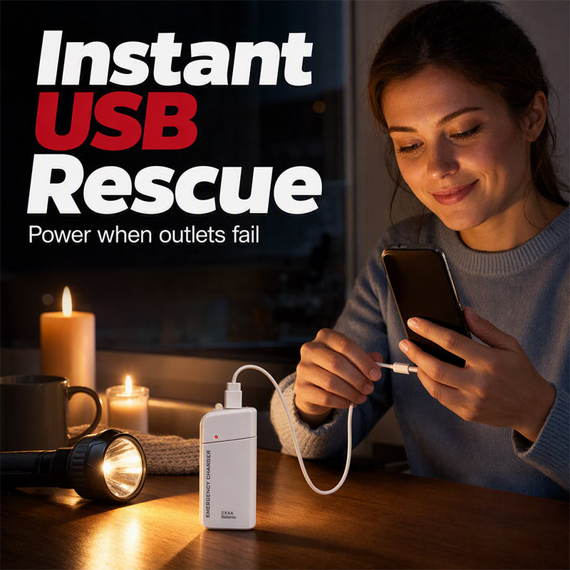 💥 BUY 2 GET 1 FREE +  50% OFF!🥳Portable Emergency Phone Charger AA Battery Powered Power Bank with LED Flashlight