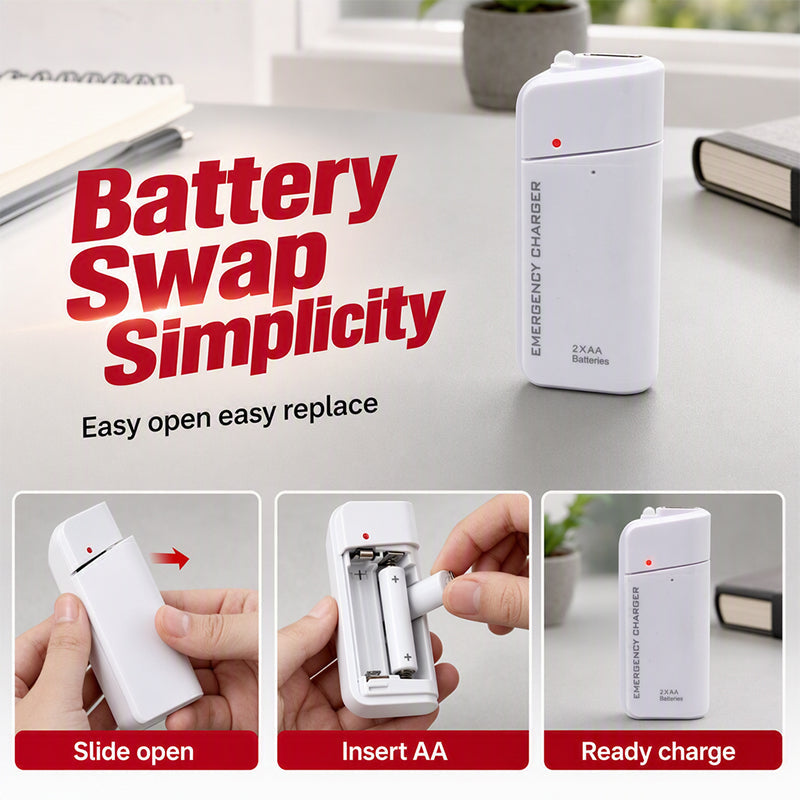 💥 BUY 2 GET 1 FREE +  50% OFF!🥳Portable Emergency Phone Charger AA Battery Powered Power Bank with LED Flashlight