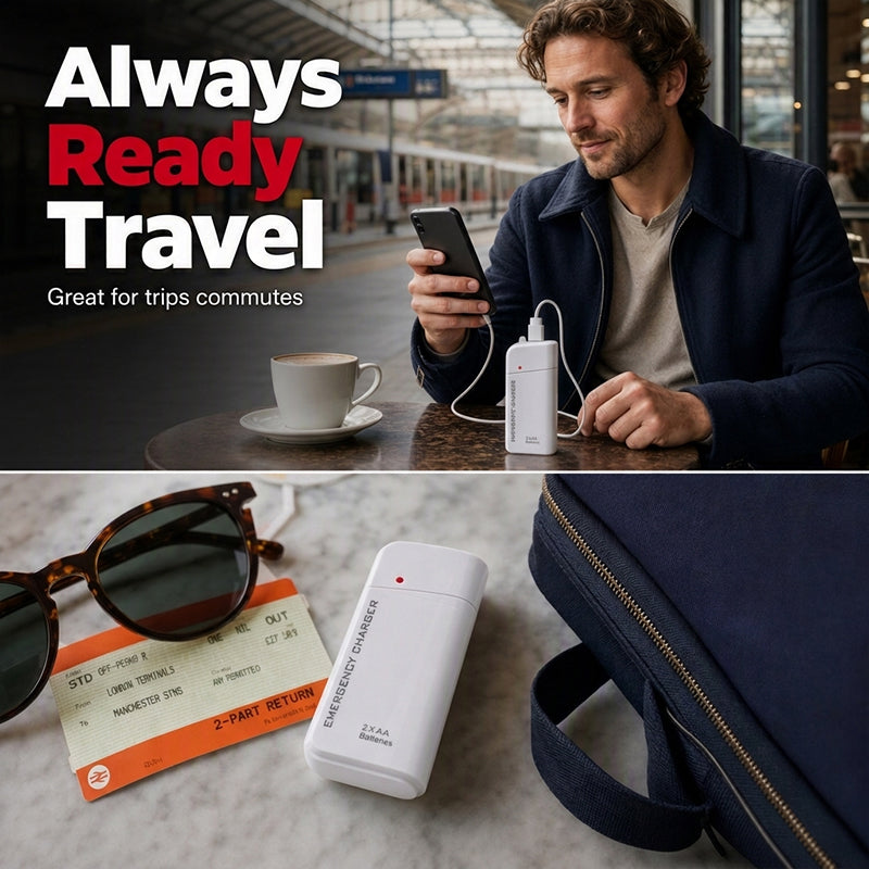 💥 BUY 2 GET 1 FREE +  50% OFF!🥳Portable Emergency Phone Charger AA Battery Powered Power Bank with LED Flashlight