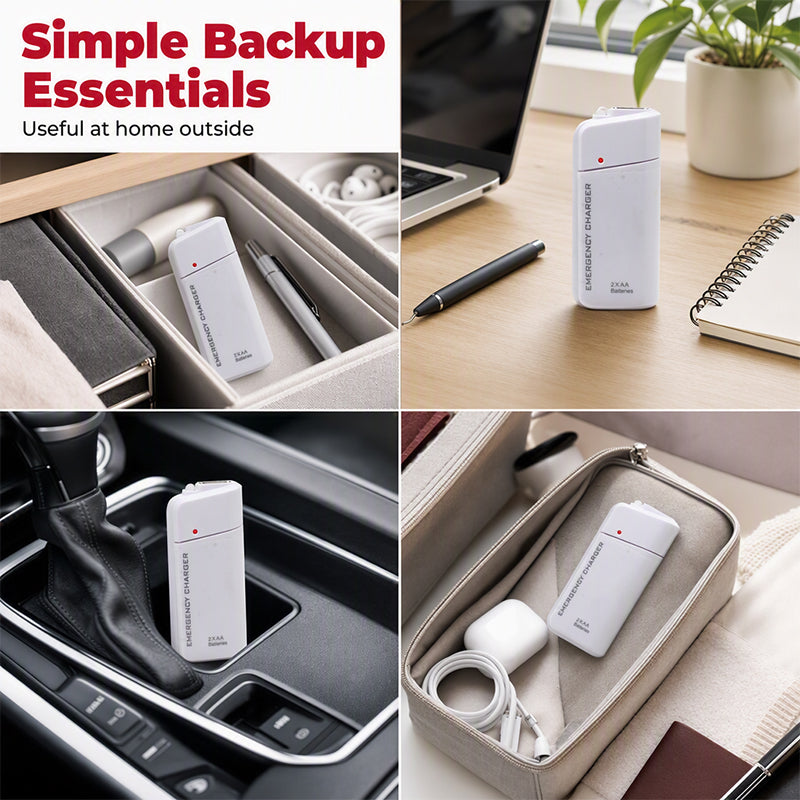 💥 BUY 2 GET 1 FREE +  50% OFF!🥳Portable Emergency Phone Charger AA Battery Powered Power Bank with LED Flashlight