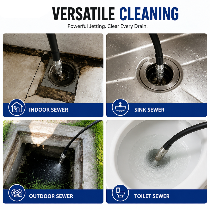 6500 PSI Stainless Steel Sewer Jetter Nozzle – 1/4" Quick Connect Drain Cleaning Attachment for Pressure Washers